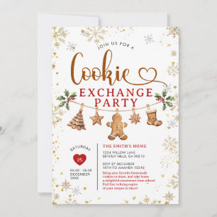 Invitación Fiesta de Intercambio de Galletas de Navidad Copos