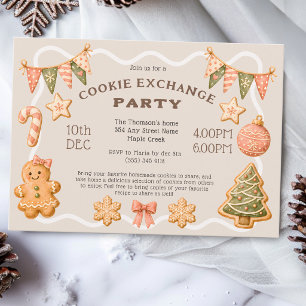 Invitación Fiesta de Intercambio de Galletas Festivas Adorabl