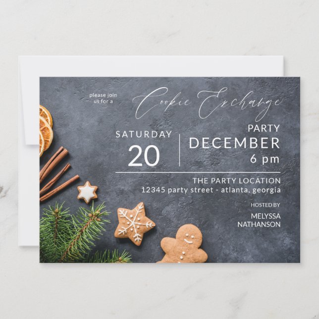 Invitación Fiesta de Intercambio de Galletas Gingerbread y Na (Anverso)