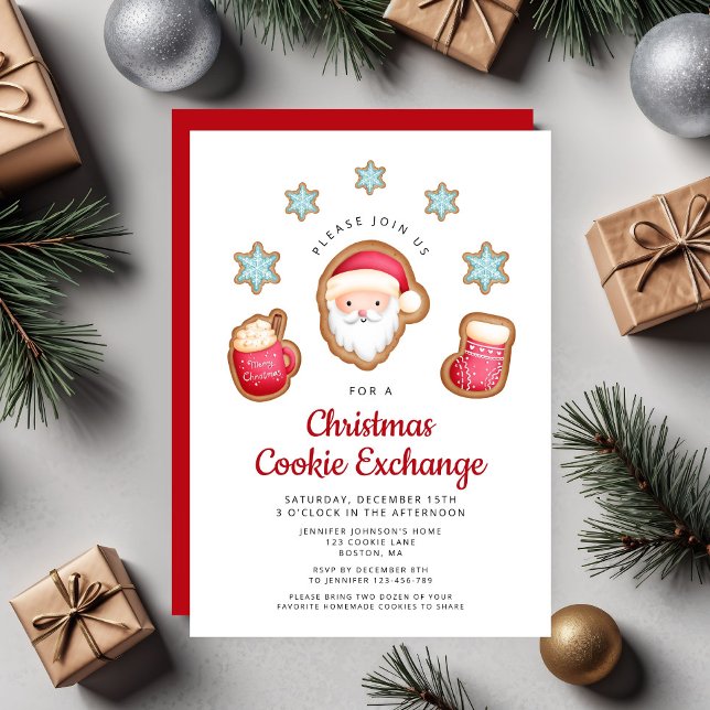 Invitación Fiesta de Intercambio de Galletas Navideñas Adorab (Cute Christmas Cookie Exchange Party Invitation )