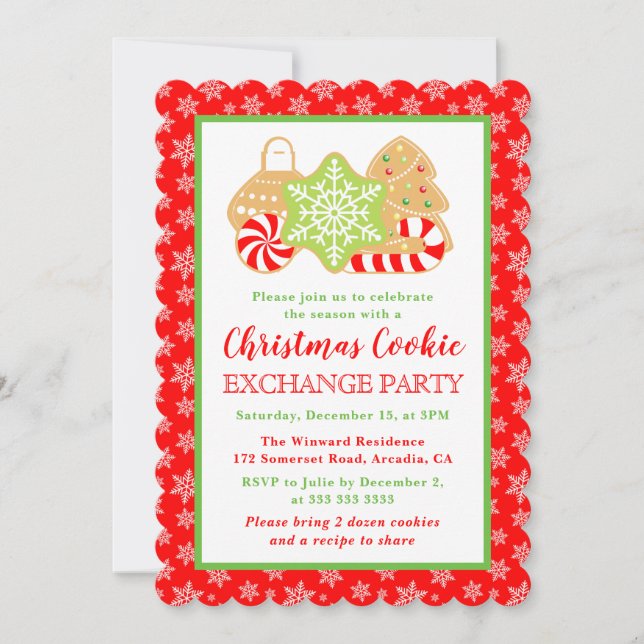 Invitación Fiesta de Intercambio de Galletas Navideñas Festiv (Anverso)