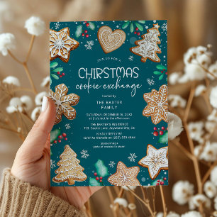 Invitación Fiesta de Intercambio de Galletas Navideñas Festiv