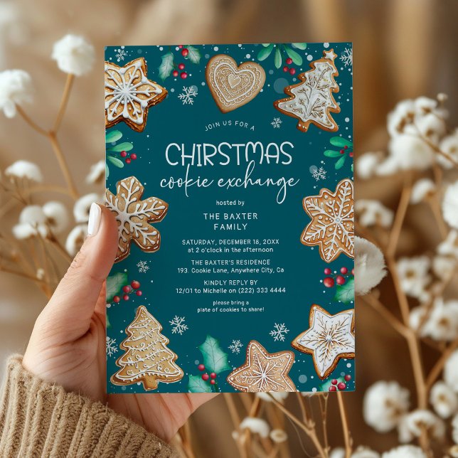Invitación Fiesta de Intercambio de Galletas Navideñas Festiv (Subido por el creador)