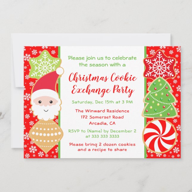 Invitación Fiesta de Intercambio de Galletas Navideñas Lindas (Anverso)