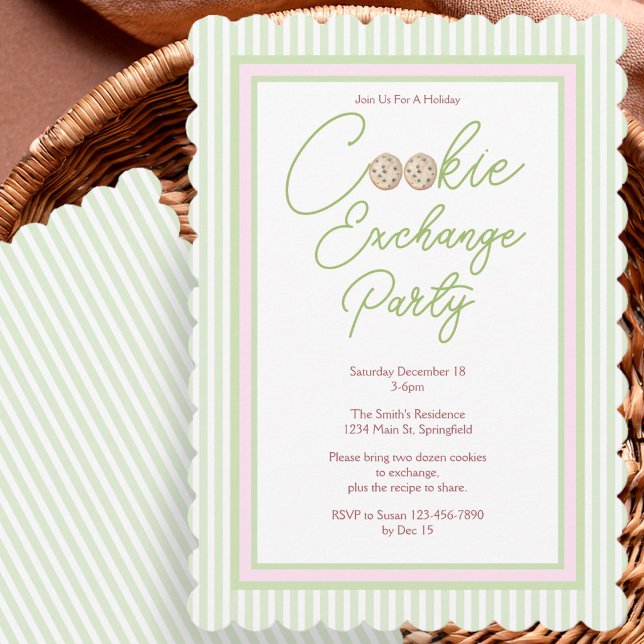 Invitación Fiesta de Intercambio de Galletas Navideñas Rosada (Subido por el creador)