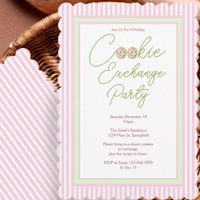Invitación Fiesta de Intercambio de Galletas Navideñas Rosas  (Subido por el creador)