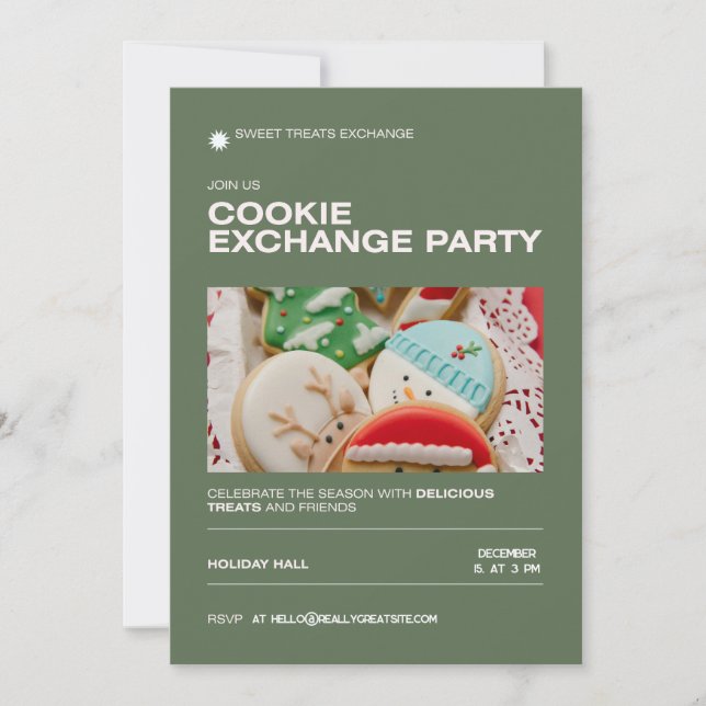 Invitación Fiesta de intercambio de galletas personalizada  (Anverso)
