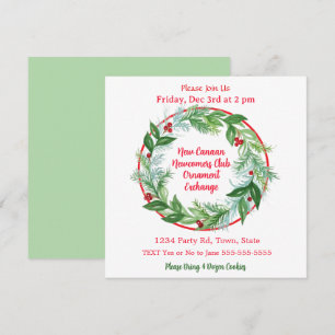 Invitación Fiesta de intercambio de ornamentos de color de ag