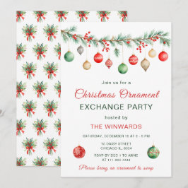 Invitación Fiesta de intercambio de ornamentos de Navidad Gar