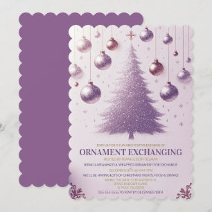 Invitación Fiesta de intercambio de ornamentos de Navidad Pur