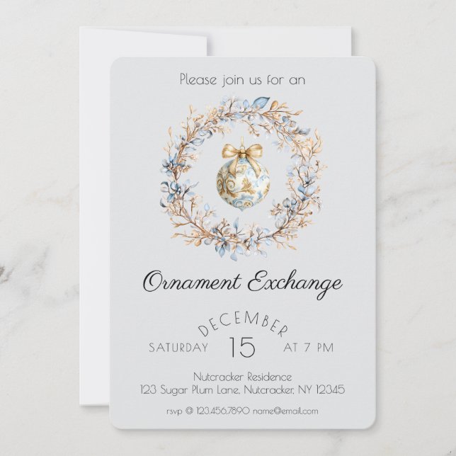 Invitación Fiesta de intercambio de ornamentos de nueces de c (Anverso)