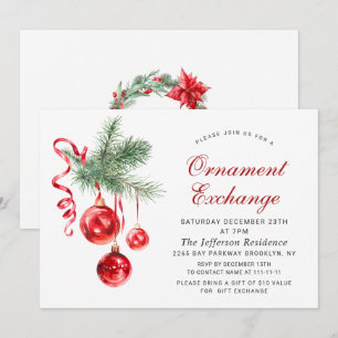 Invitación Fiesta de intercambio de ornamentos de vacaciones
