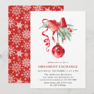 Invitación Fiesta de intercambio de ornamentos de vacaciones
