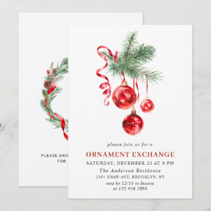 Invitación Fiesta de intercambio de ornamentos de vacaciones