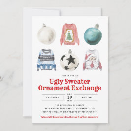 Invitación Fiesta de intercambio de ornamentos navideños fea 