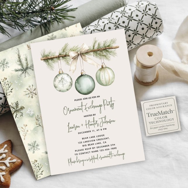 Invitación Fiesta de intercambio de ornamentos navideños mode (Subido por el creador)