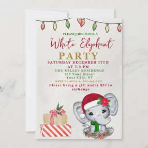 Invitación Fiesta de Intercambio de Regalos de Elefante Blanc