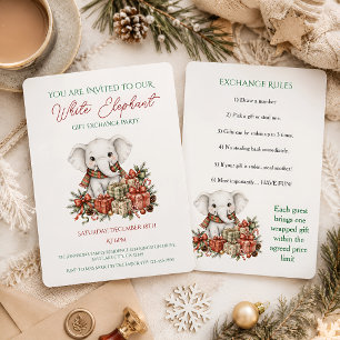 Invitación Fiesta de intercambio de regalos de elefante blanc