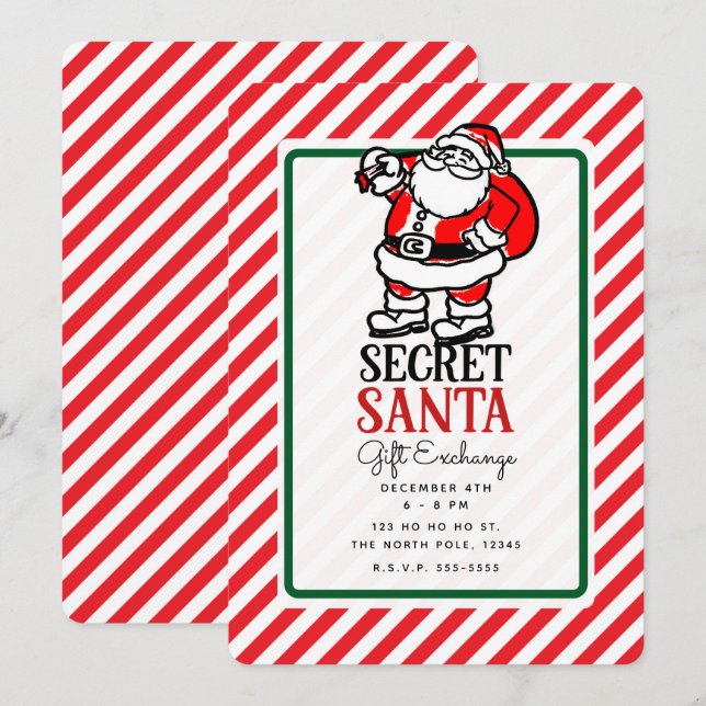 Invitación Fiesta de intercambio de regalos de Navidad de San (Anverso / Reverso)
