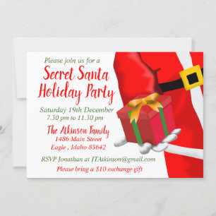 Invitación Fiesta de intercambio de regalos de Navidad secret