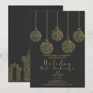 Invitación Fiesta de Intercambio de Regalos Navideños Gold &
