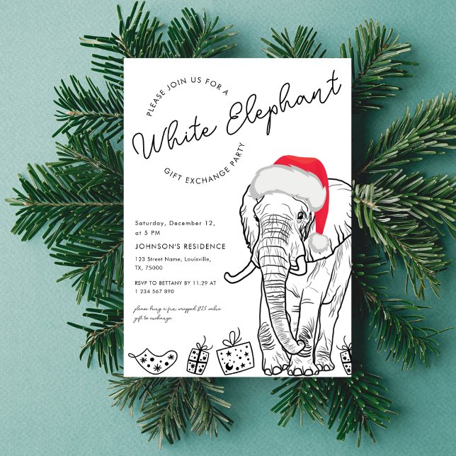 Invitación Fiesta de intercambio de regalos para elefantes bl (Subido por el creador)
