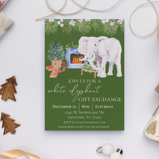 Invitación Fiesta de intercambio de regalos para elefantes bl (Subido por el creador)