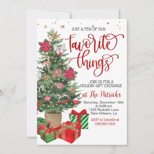 Invitación Fiesta de intercambio de regalos para navidades (Anverso)