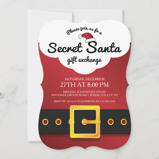 Invitación FIESTA de intercambio de regalos secretos de CUTE (Anverso)