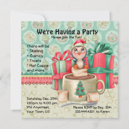 Invitación Fiesta de invierno de Cocoa Penguin