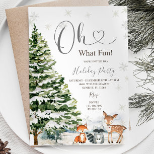 Invitación Fiesta de invierno de vacaciones en árboles de ani