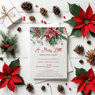 Invitación Fiesta de invierno Floral Merry Little Navidades