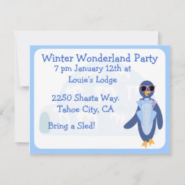 Invitación Fiesta de invierno Pingüino de Tuxedo