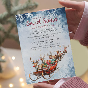 Invitación Fiesta de invierno secreto de Santa Sleigh