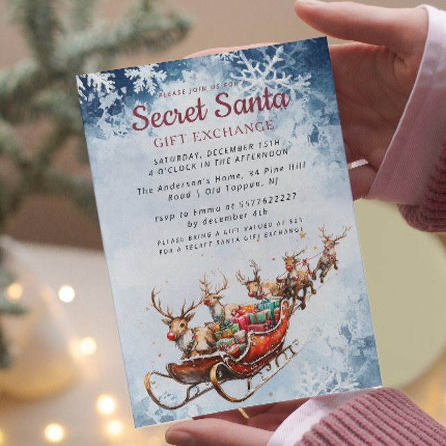 Invitación Fiesta de invierno secreto de Santa Sleigh (Subido por el creador)
