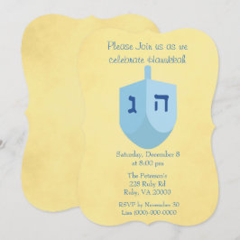 Invitación Fiesta de Janucá en oro y azul