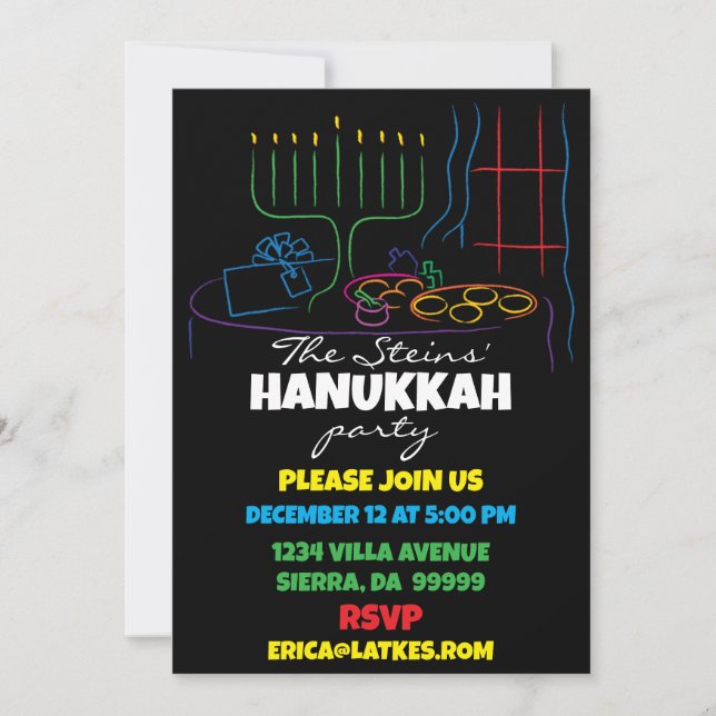 Invitación Fiesta de Janucá Mesa de Luz (Anverso)
