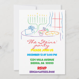 Invitación Fiesta de Janucá Mesa de Luz Blanca