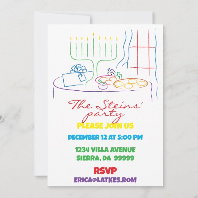 Invitación Fiesta de Janucá Mesa de Luz Blanca (Anverso)
