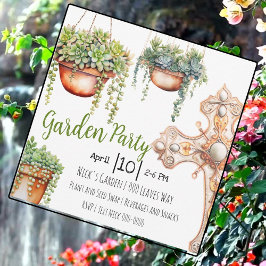 Invitación Fiesta de jardín con suculentas y decoración de ja