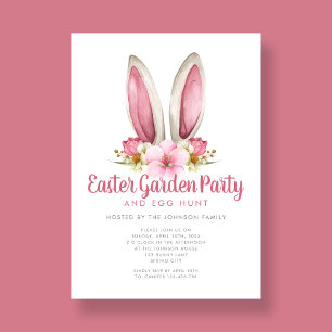 Invitación Fiesta de Jardín Cute Floral Bunny Ears