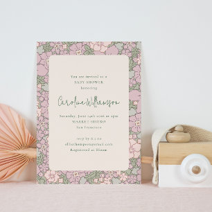 Invitación Fiesta de Jardín de Baby Shower Floral Vintage Ros