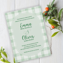 Fiesta de Jardín de Boda de Gingham Verde Salvia