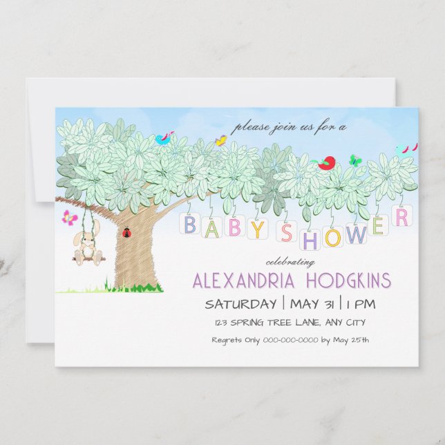 Invitación Fiesta de Jardín de Celebración de Primavera | Bab (Anverso)
