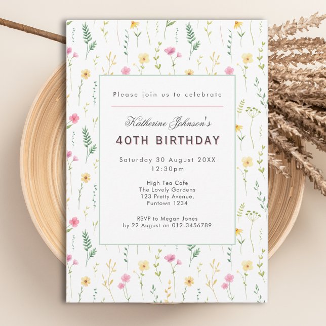 Invitación Fiesta de Jardín de Cumpleaños 40 con Té de Alta S (Subido por el creador)