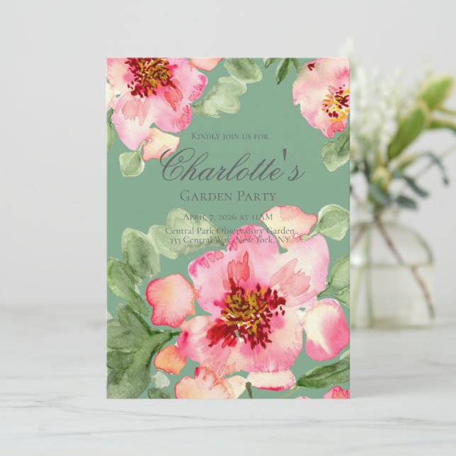 Invitación Fiesta de Jardín de Florales Fabulosos Despedida d (Anverso de pie)