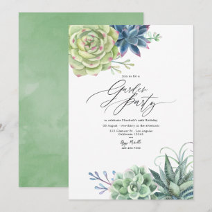 Invitación Fiesta de Jardín de Suculentas Modernas