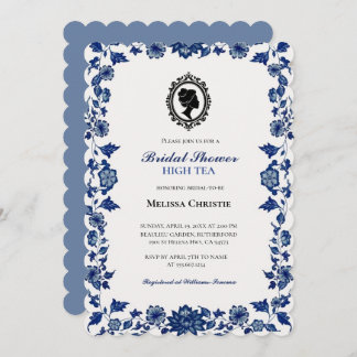 Invitación fiesta de jardín de té alto, hermoso pastel suave