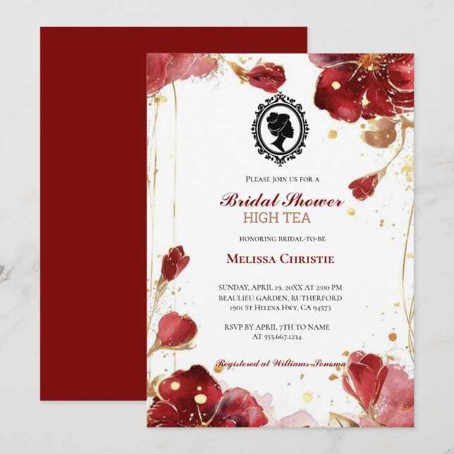 Invitación fiesta de jardín de té alto, hermoso pastel suave (Anverso / Reverso)