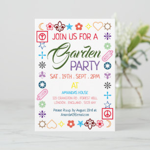 Invitación Fiesta de Jardín decorado con hippy Moda